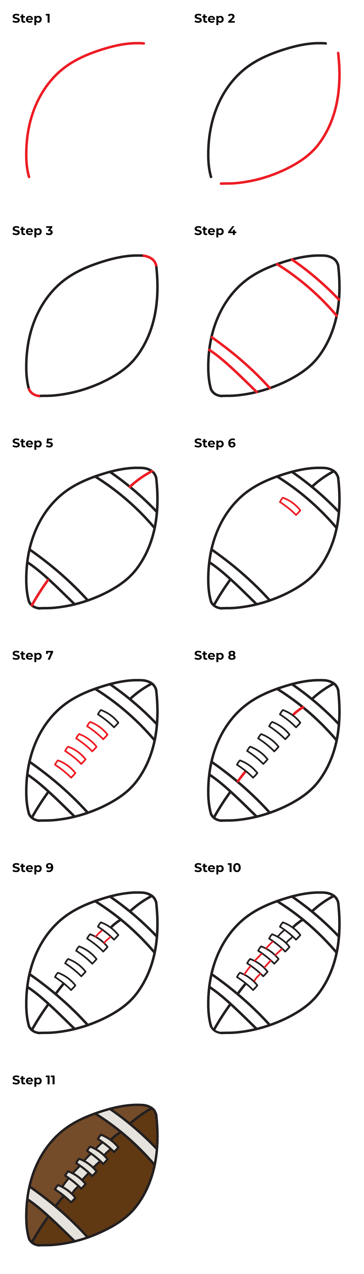 How to Draw a Football - Printable Tutorial