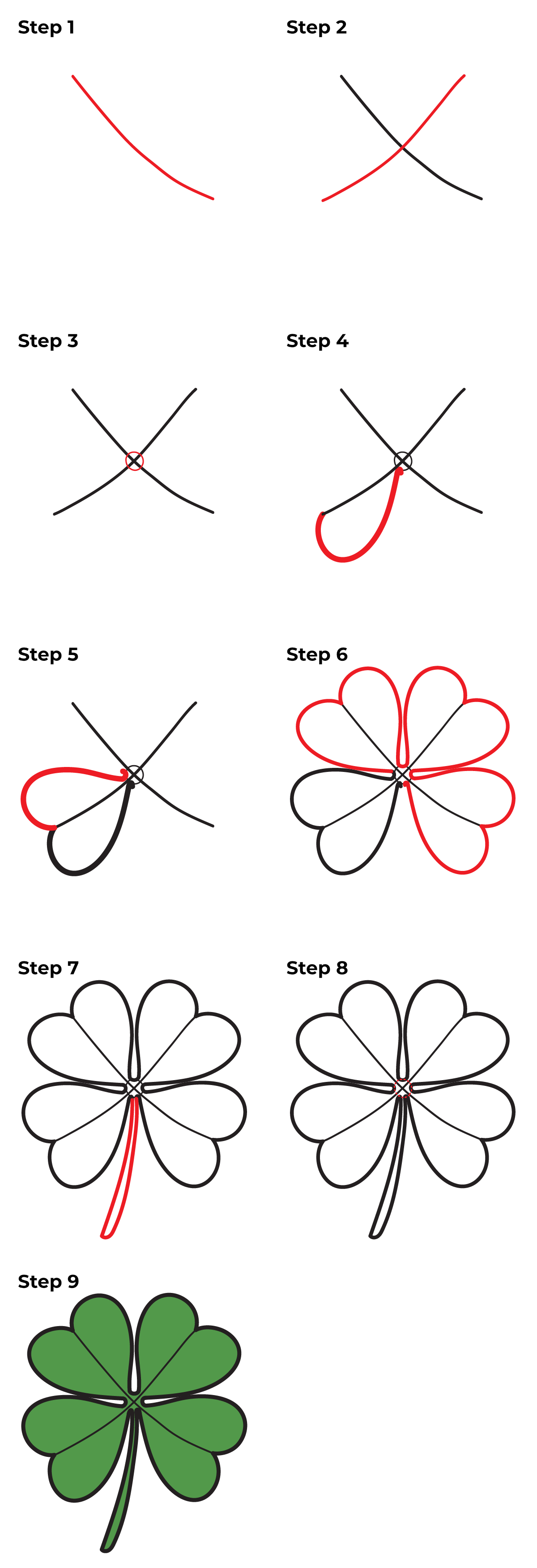 How to Draw a Four Leaf Clover - Printable Tutorial