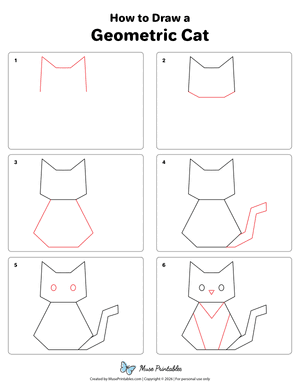 Geometric Cat Drawing Tutorial