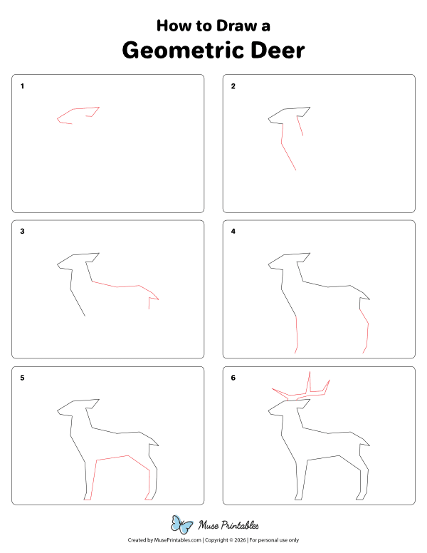 How to Draw a Geometric Deer - Printable Tutorial