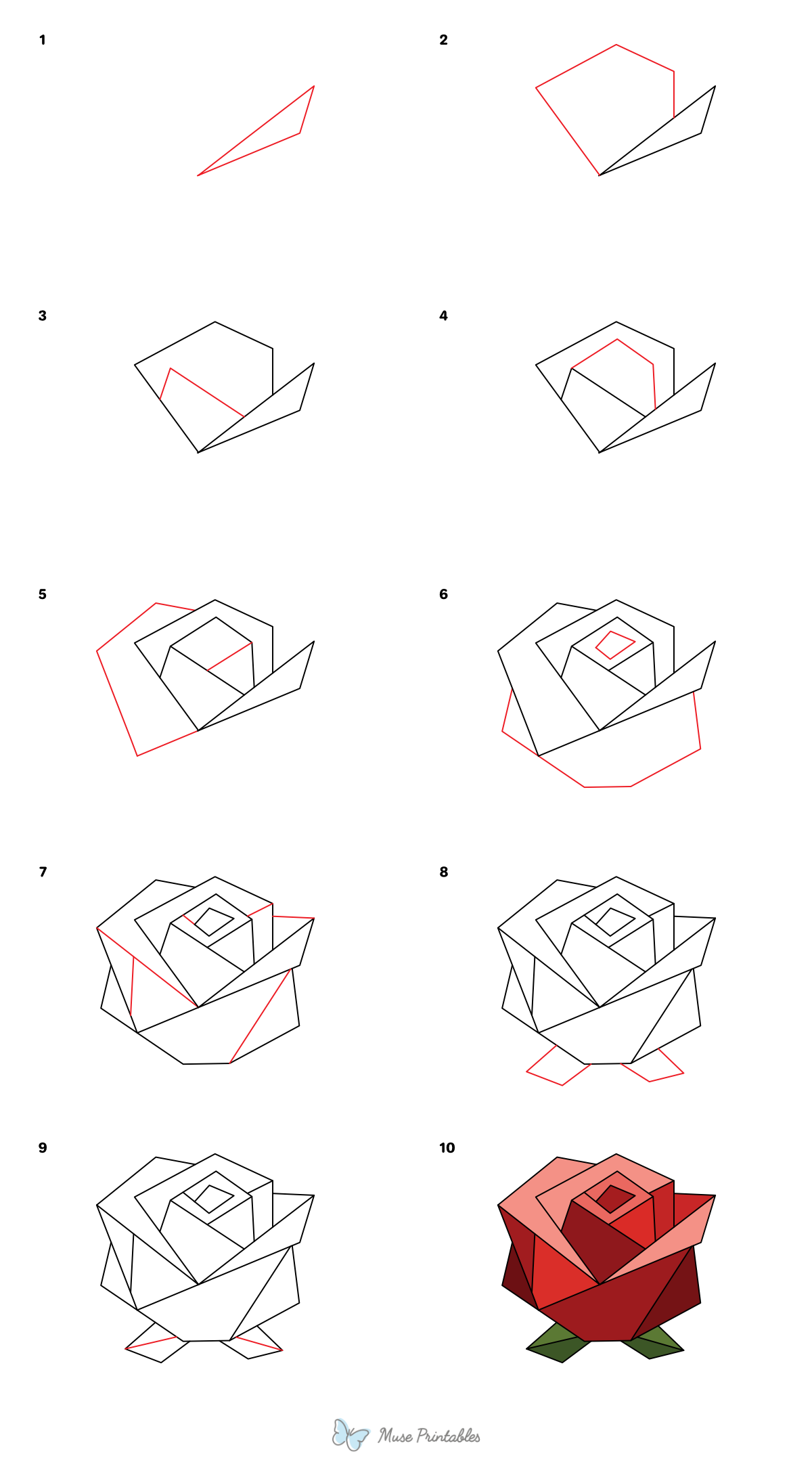 How to Draw a Geometric Rose - Printable Tutorial