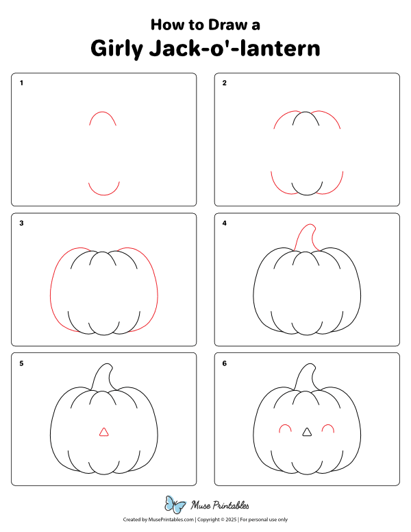 How to Draw a Girly Jack-o'-lantern - Printable Tutorial