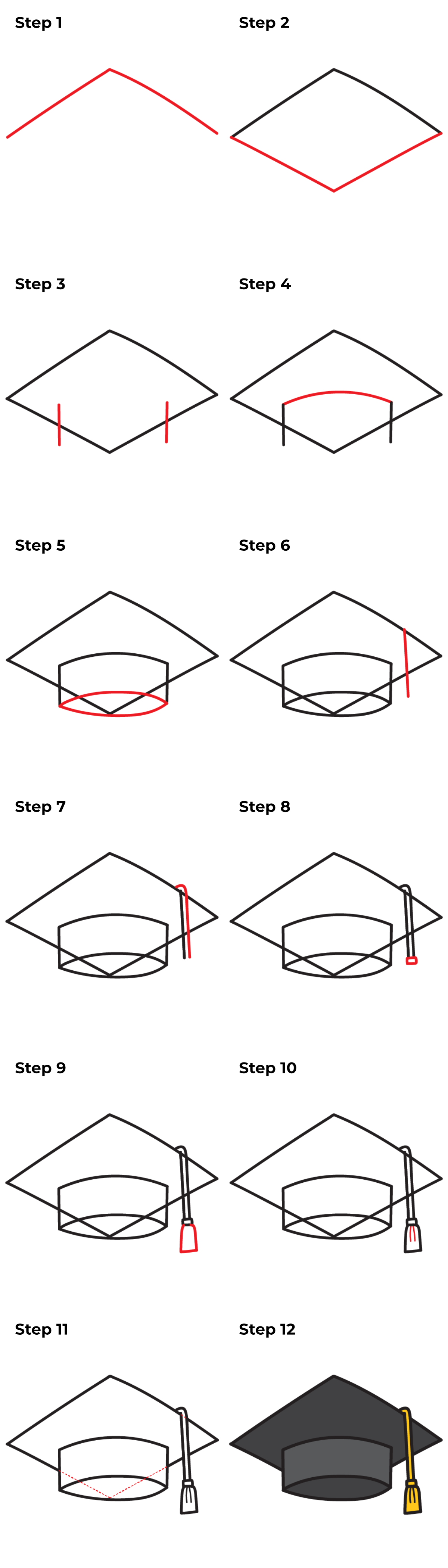 How to Draw a Graduation Cap - Printable Tutorial