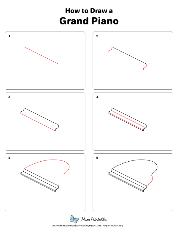 How to Draw a Grand Piano - Printable Tutorial