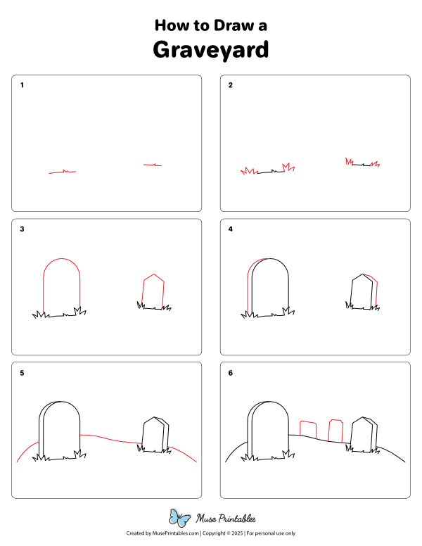How to Draw a Graveyard - Printable Tutorial