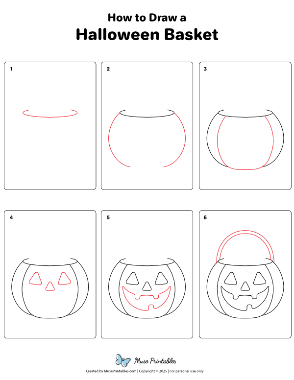 How to Draw a Halloween Basket - Printable Tutorial