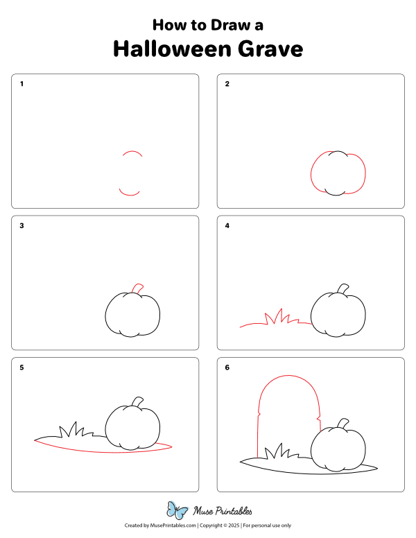 How to Draw a Halloween Grave - Printable Tutorial