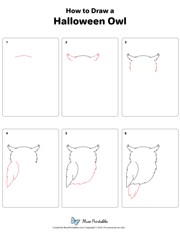 How to Draw a Halloween Owl - Printable Tutorial