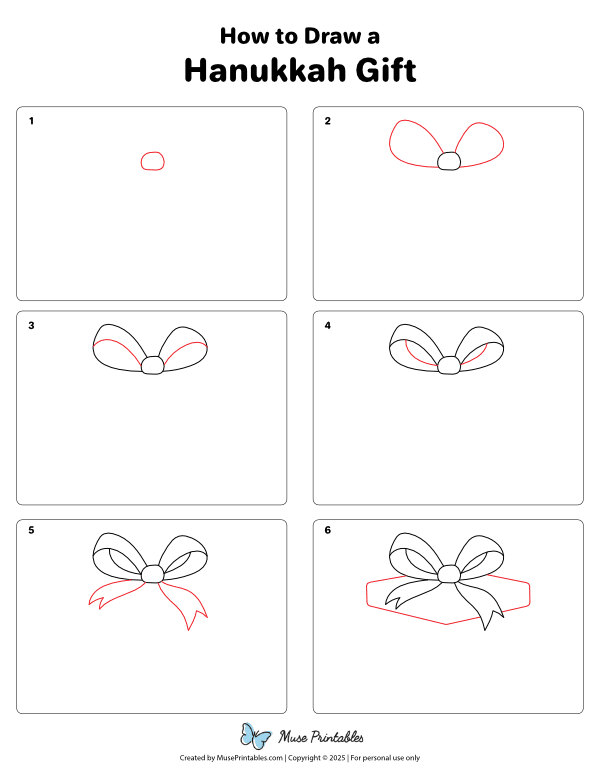 How to Draw a Hanukkah Gift - Printable Tutorial