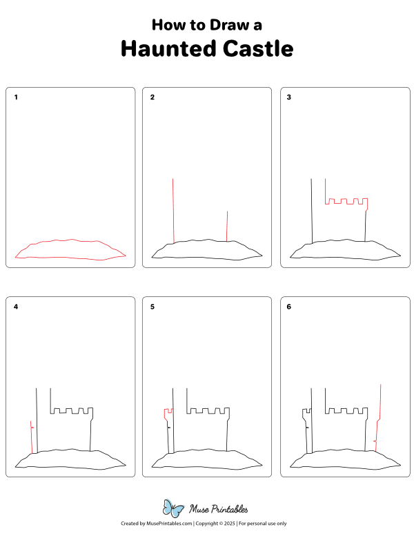 How to Draw a Haunted Castle - Printable Tutorial