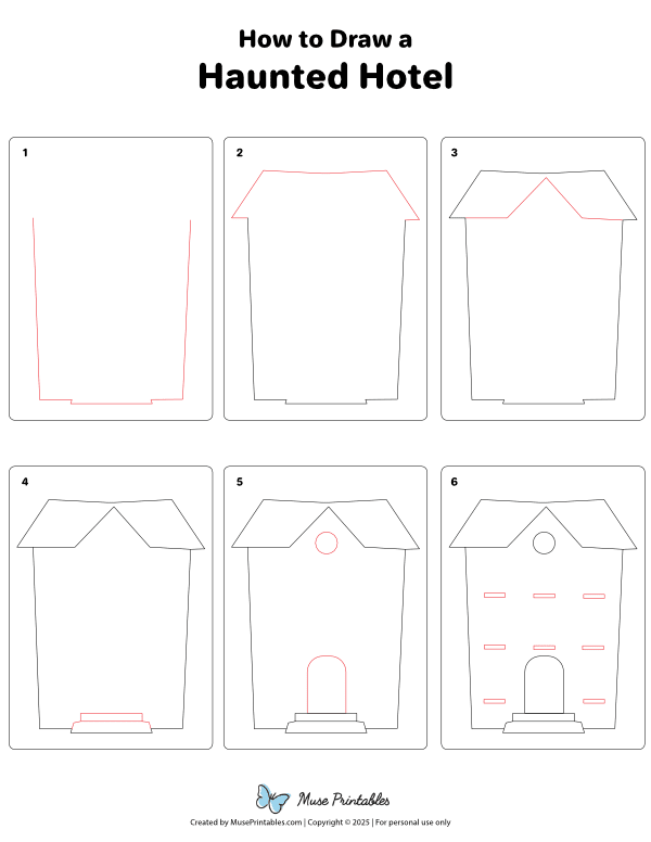 How to Draw a Haunted Hotel - Printable Tutorial