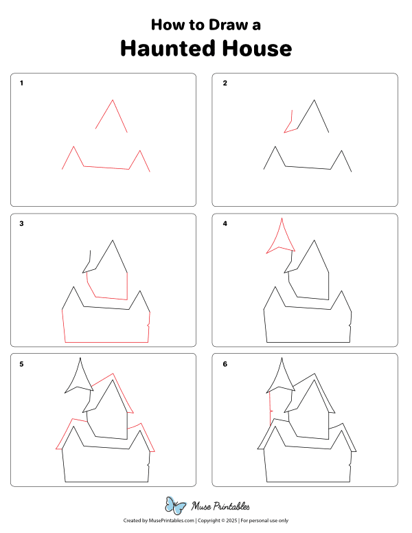 How to Draw a Haunted House - Printable Tutorial