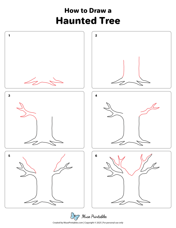 How to Draw a Haunted Tree - Printable Tutorial