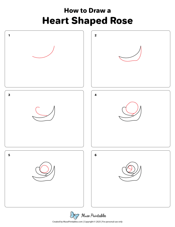How to Draw a Heart-Shaped Rose - Printable Tutorial