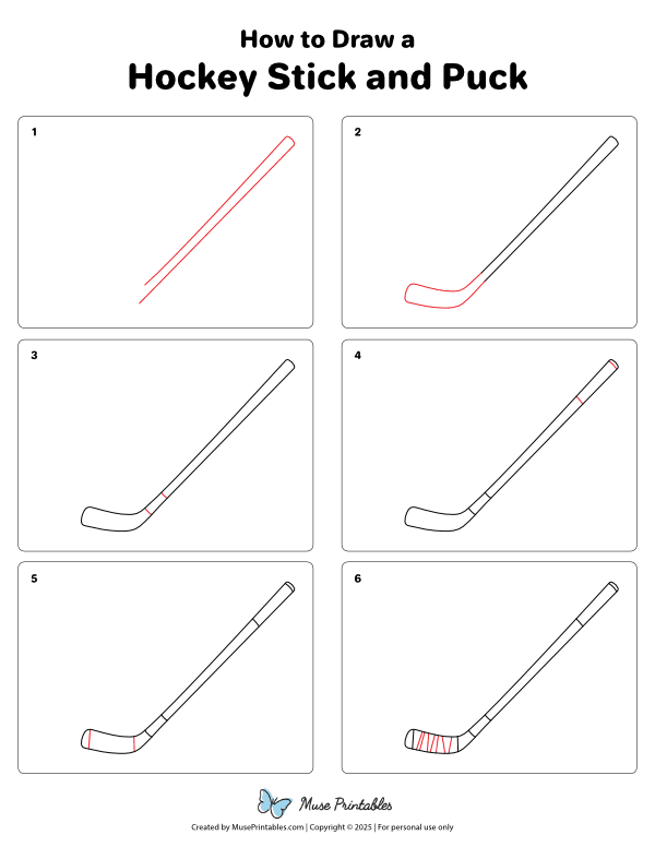 How to Draw a Hockey Stick and Puck - Printable Tutorial