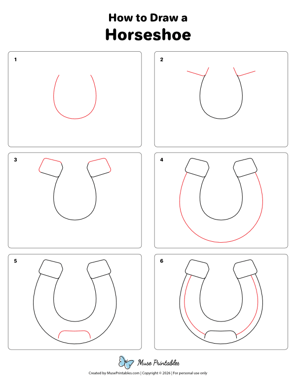 How to Draw a Horseshoe - Printable Tutorial