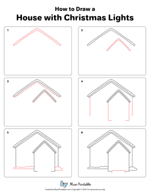 How to Draw a House With Christmas Lights