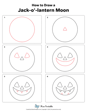 Jack-o'-lantern Moon Drawing Tutorial