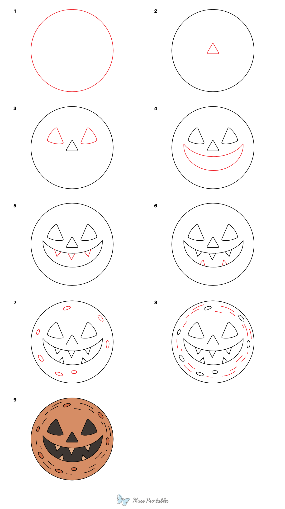 How to Draw a Jack-o'-lantern Moon - Printable Tutorial