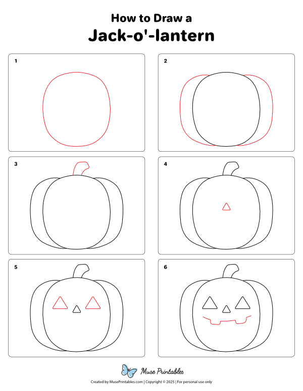 How to Draw a Jack-o'-lantern - Printable Tutorial