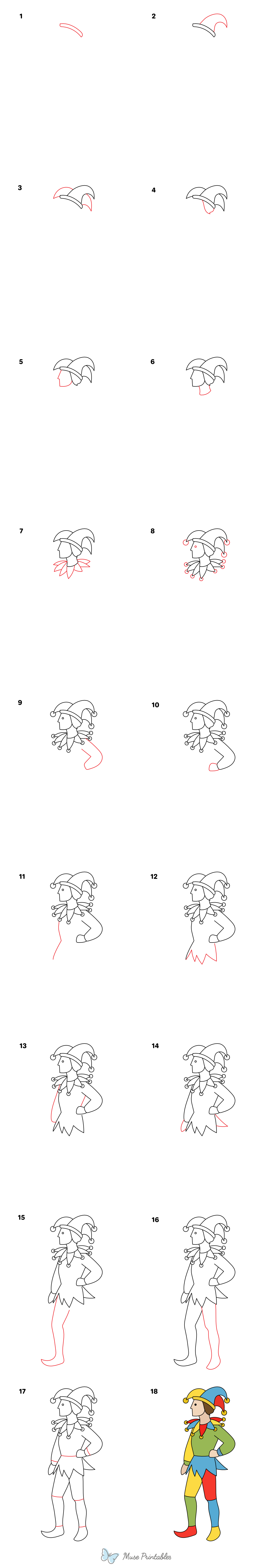 How to Draw a Jester - Printable Tutorial
