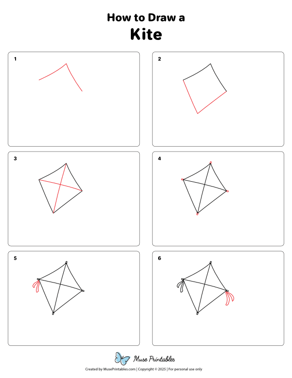 How to Draw a Kite - Printable Tutorial