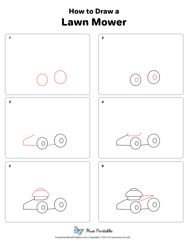 How to Draw a Lawn Mower - Printable Tutorial