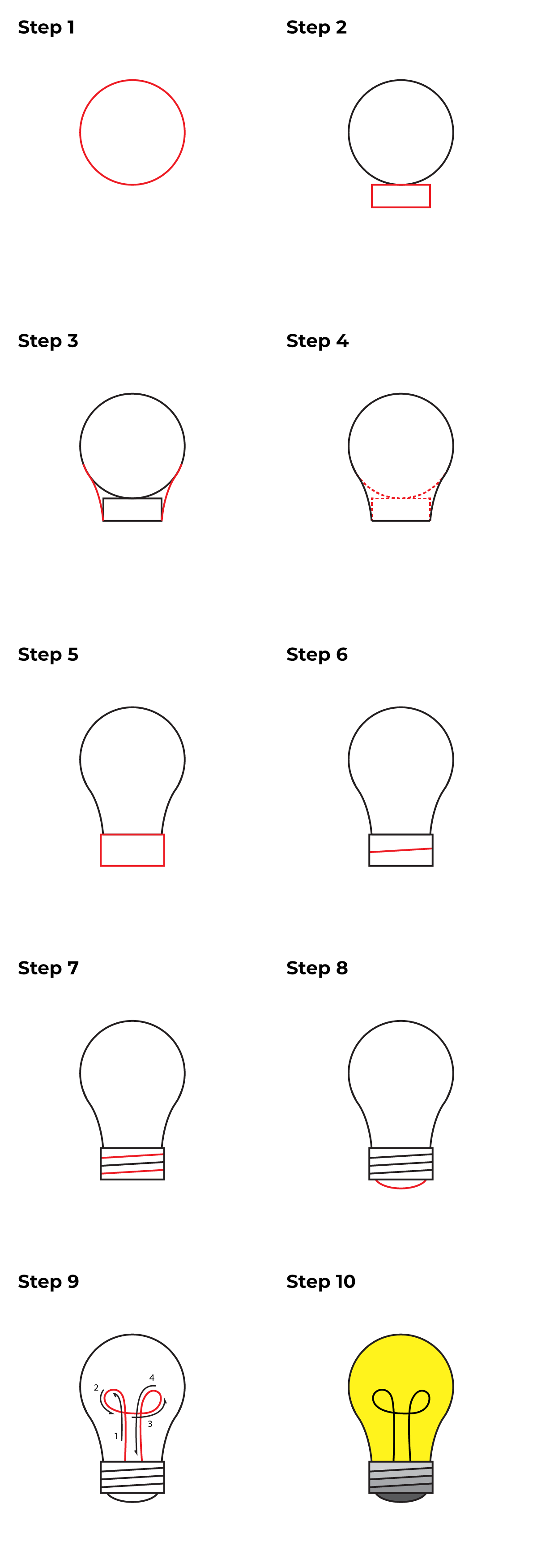 How to Draw a Light Bulb - Printable Tutorial