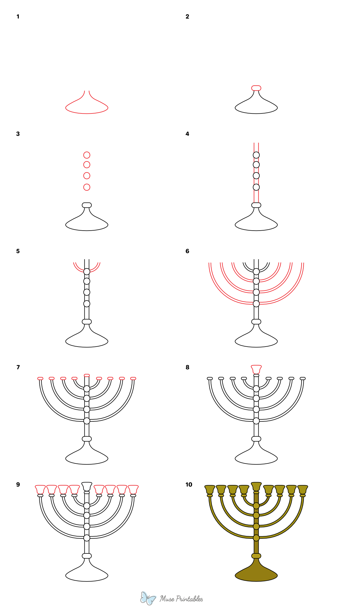 How to Draw a Menorah - Printable Tutorial