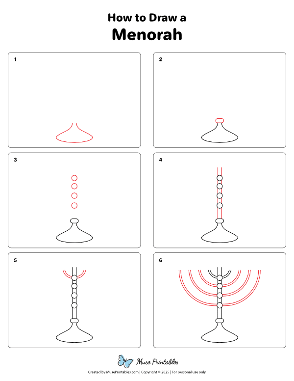 How to Draw a Menorah - Printable Tutorial