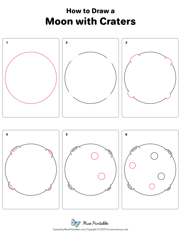 How to Draw a Moon With Craters - Printable Tutorial