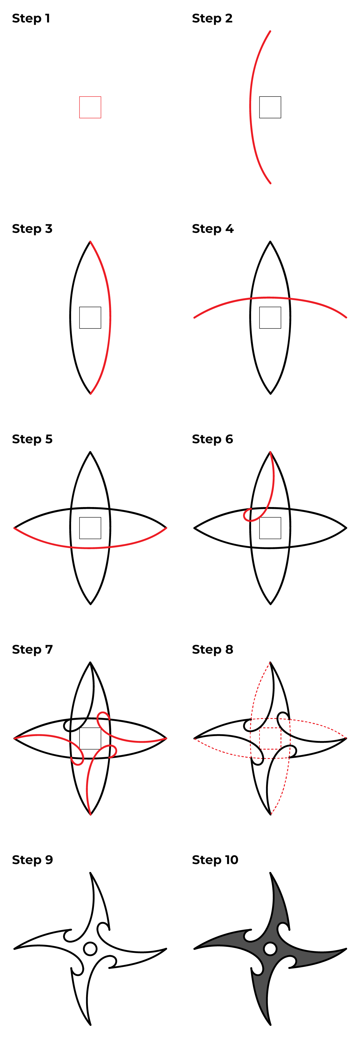 how to draw a ninja star step by step