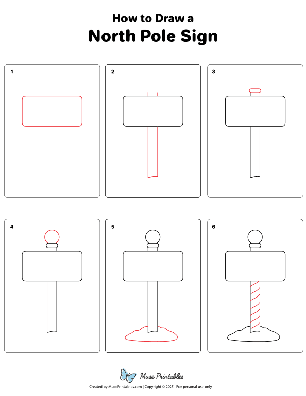 How to Draw a North Pole Sign - Printable Tutorial