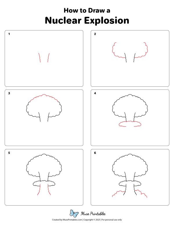 How to Draw a Nuclear Explosion - Printable Tutorial