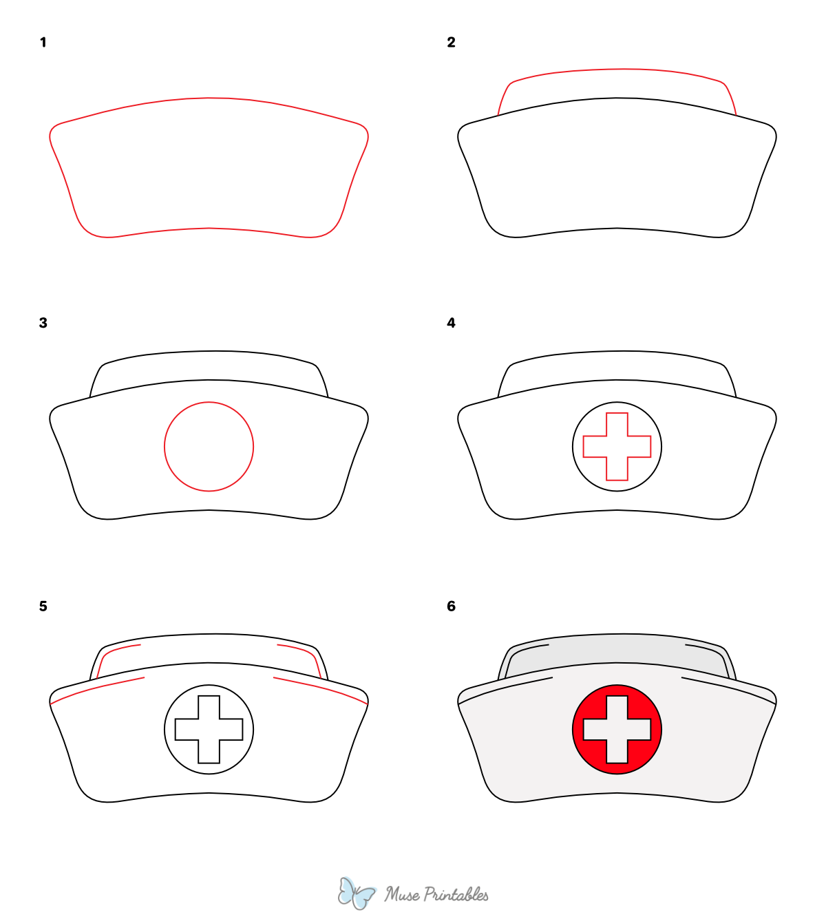 How to Draw a Nurse Hat - Printable Tutorial