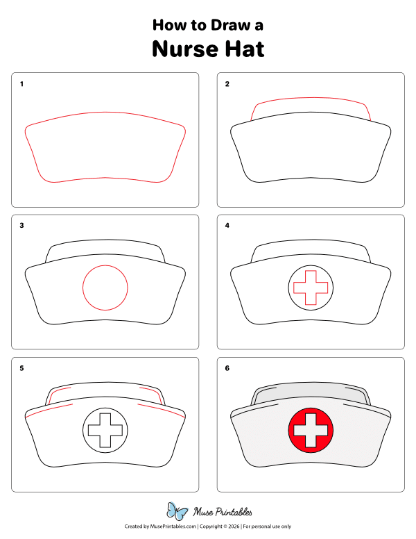 How to Draw a Nurse Hat - Printable Tutorial