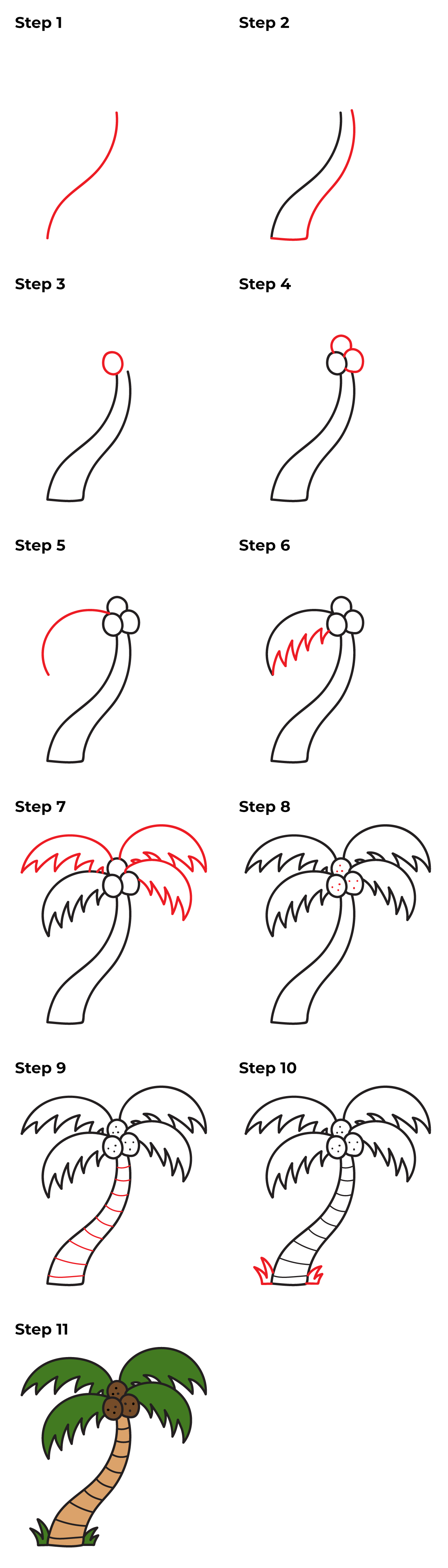 How to Draw a Palm Tree - Printable Tutorial