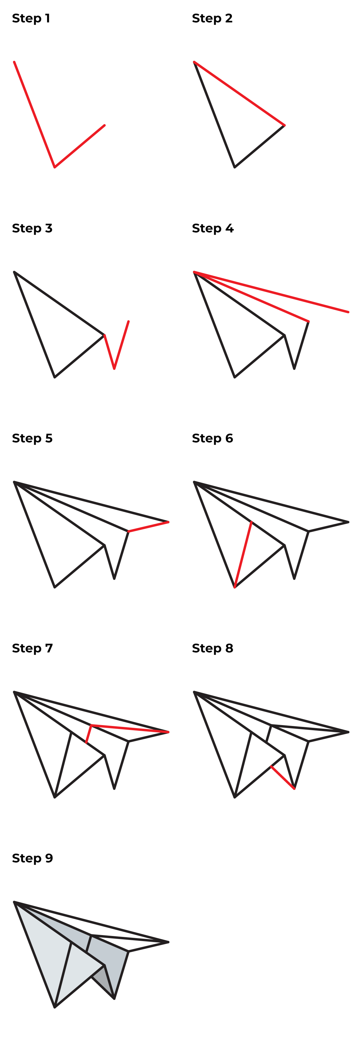 How to Draw a Paper Airplane - Printable Tutorial