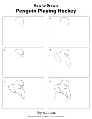 How to Draw a Penguin Playing Hockey