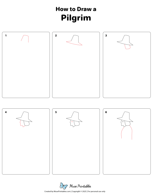 How to Draw a Pilgrim - Printable Tutorial