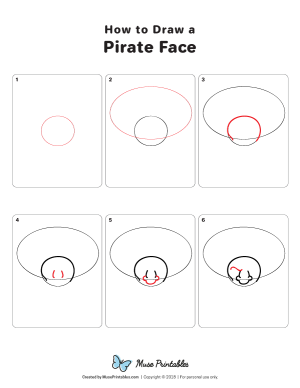 How to Draw a Pirate Face - Printable Tutorial