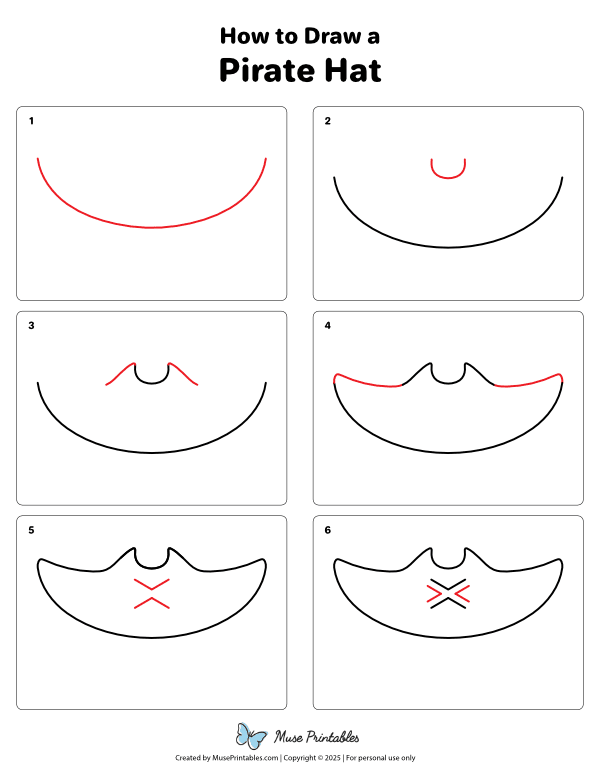 How to Draw a Pirate Hat - Printable Tutorial