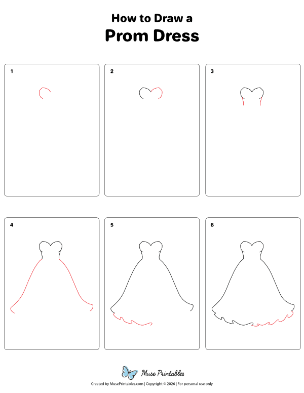 How to Draw a Prom Dress - Printable Tutorial