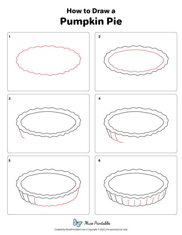 How to Draw a Pumpkin Pie - Printable Tutorial
