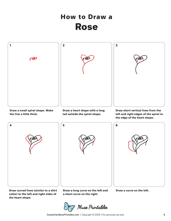 How to Draw a Rose - Printable Tutorial