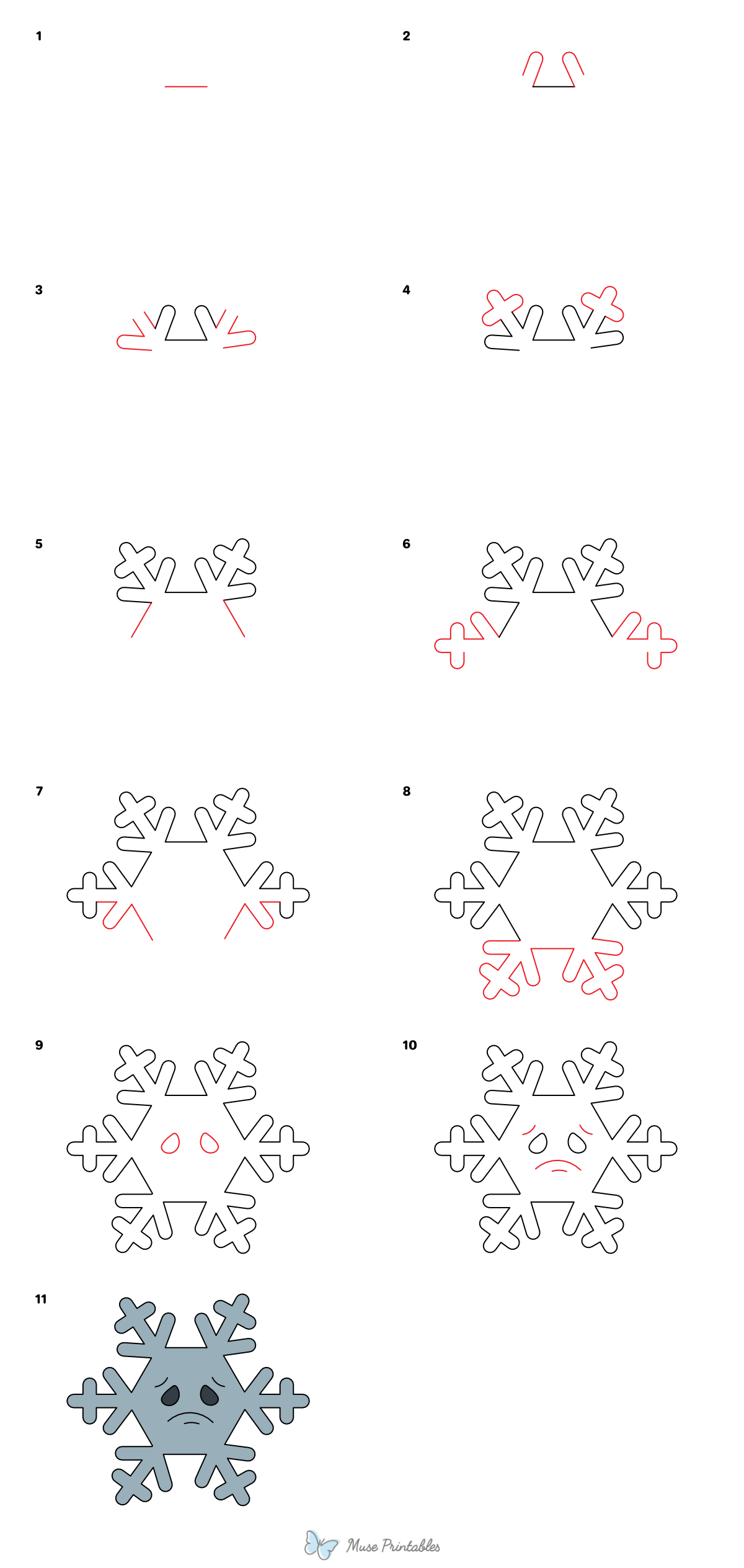 How to Draw a Sad Snowflake - Printable Tutorial