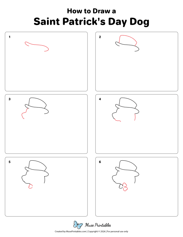 How to Draw a Saint Patrick's Day Dog - Printable Tutorial