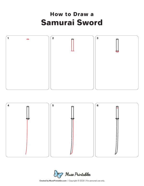 How to Draw a Samurai Sword - Printable Tutorial