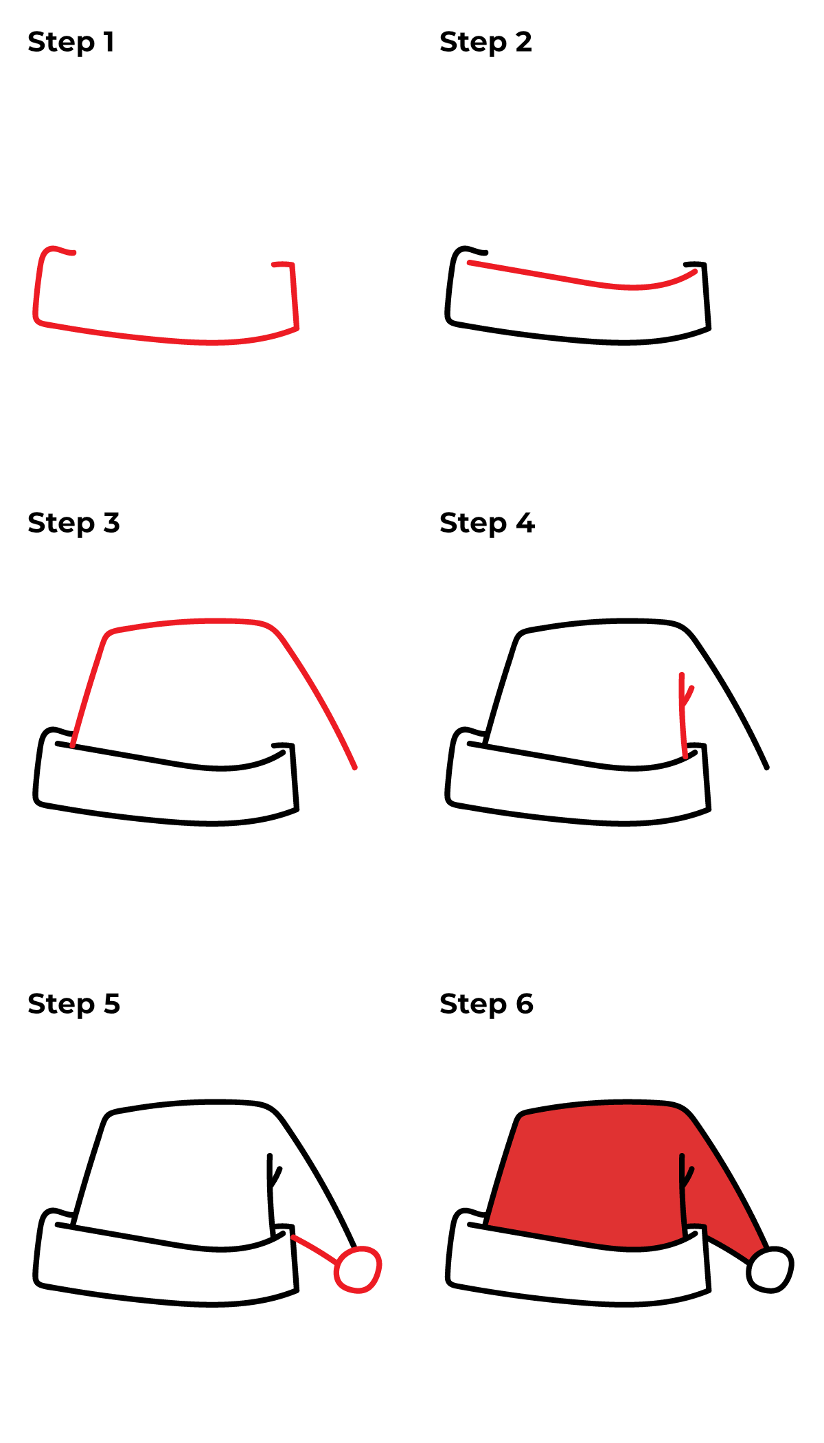 How to Draw a Santa Hat - Printable Tutorial