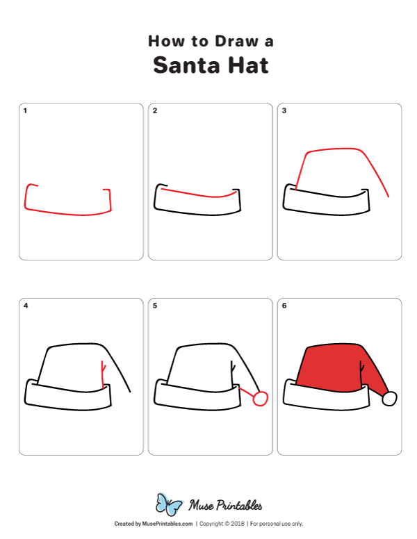 How to Draw a Santa Hat - Printable Tutorial